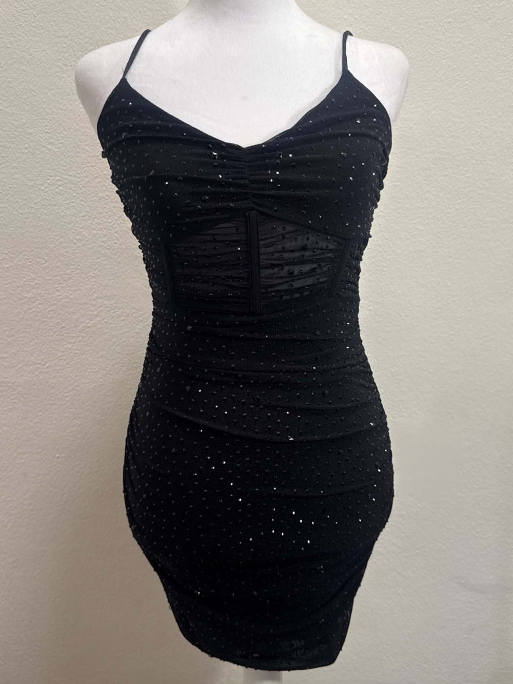 Windsor Black Rhinestone Kerrie Heatstone V-Neck Party Dress